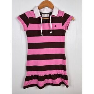 Y2K Old Navy Girl's Pink Brown Striped Polo Dress White Collar Size‎ M Medium